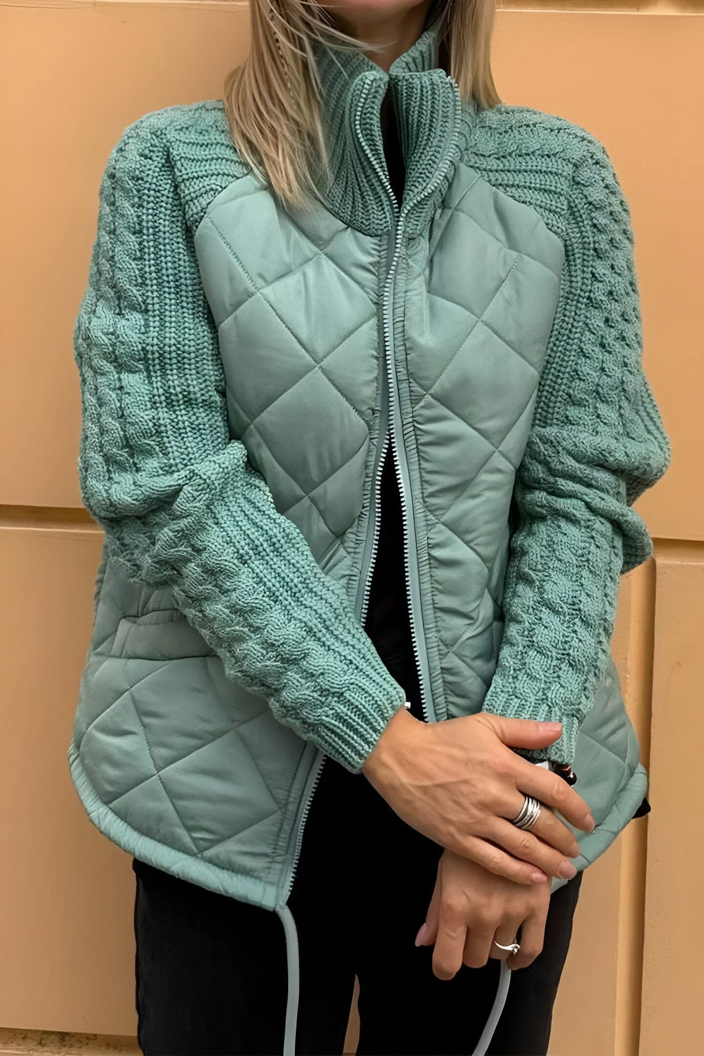 Guadalupe | Knitted patchwork zip jacket - Image 6