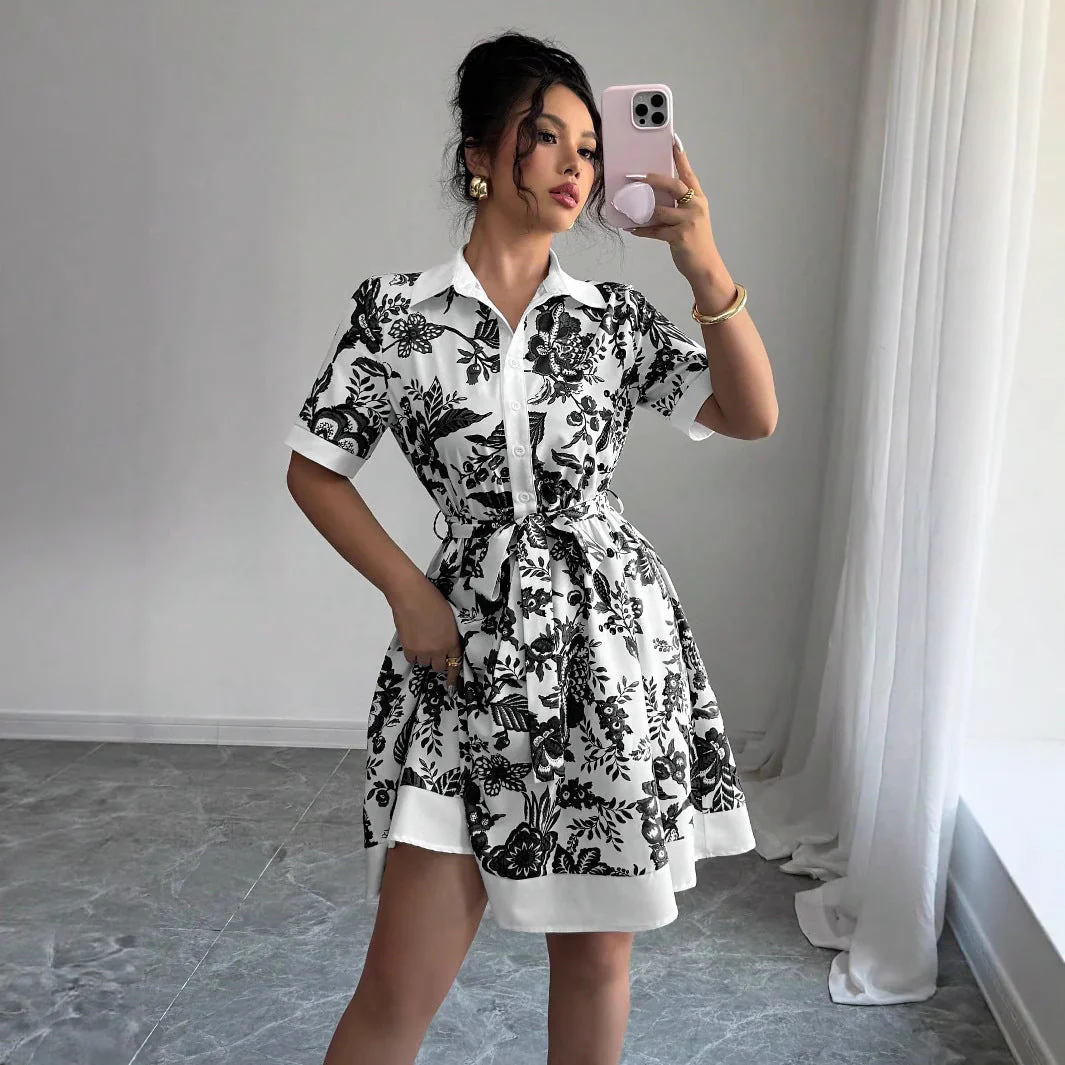 Guadalupe® | Women'S Floral Print Shirt Dress With Belt - Image 4