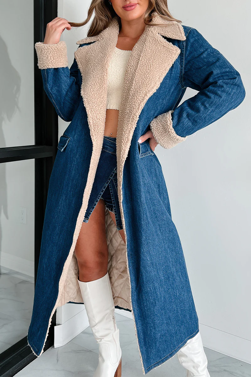 Gudrun | Casual street pocket outerwear with lace up and patchwork turn down collar - Image 6