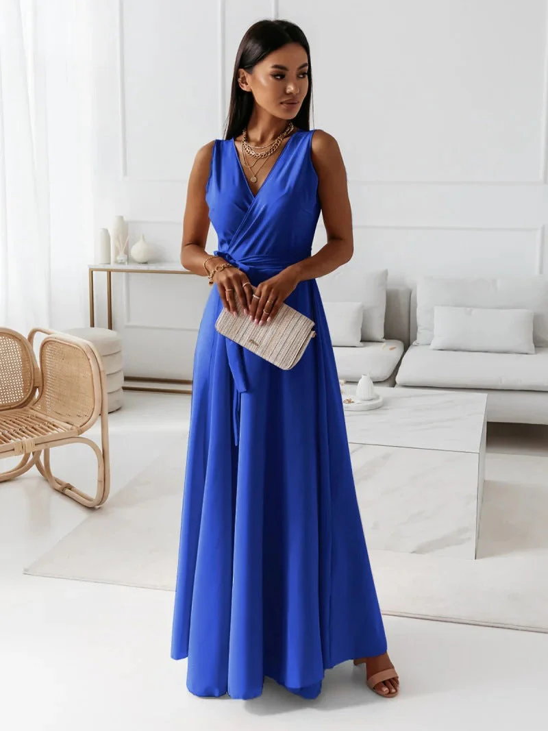 Guillermina® | Women'S Solid Color V-Neck Long Dress - Image 7