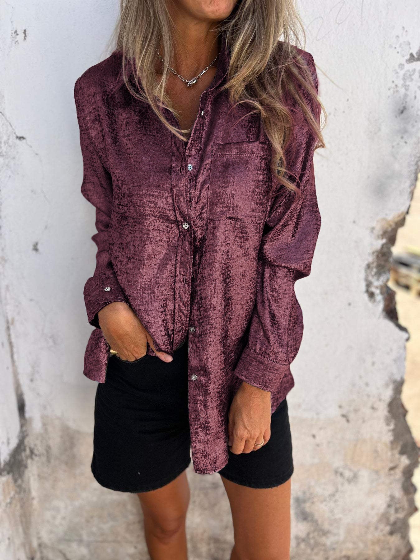 Hana® | Metallic-Bluse - Image 4