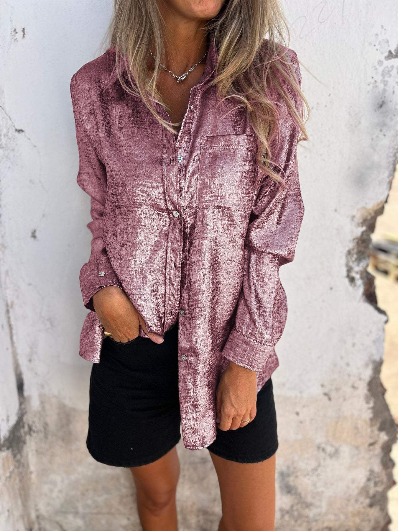 Hana® | Metallic-Bluse - Image 8