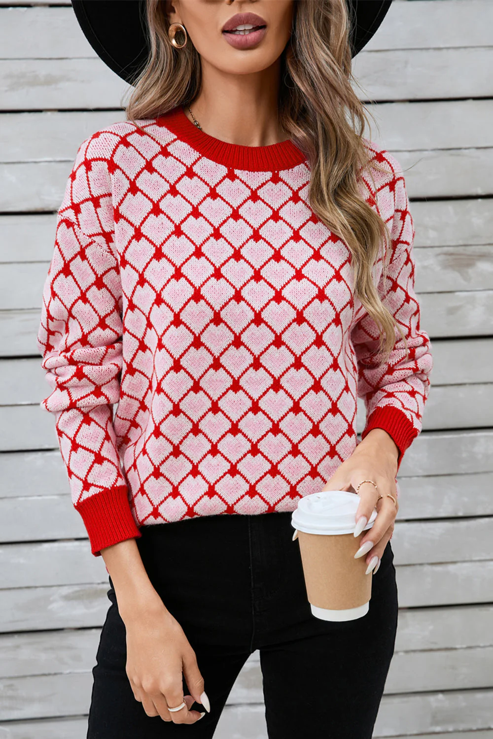 Hannah | Contrasting crew neck sweater with dropped shoulders - Image 2