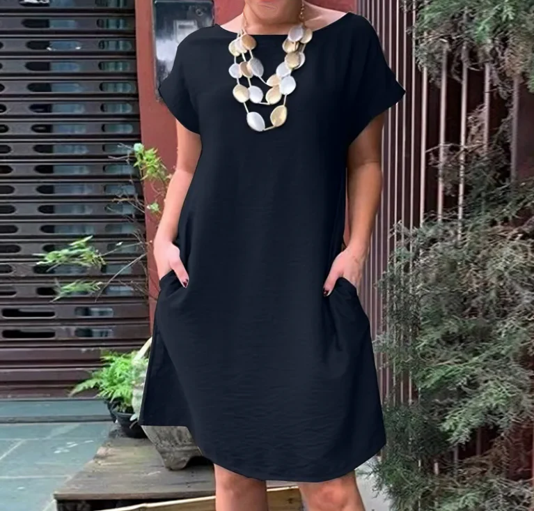 Harper® | Loose Round Neck Short Sleeve Dress - Image 3
