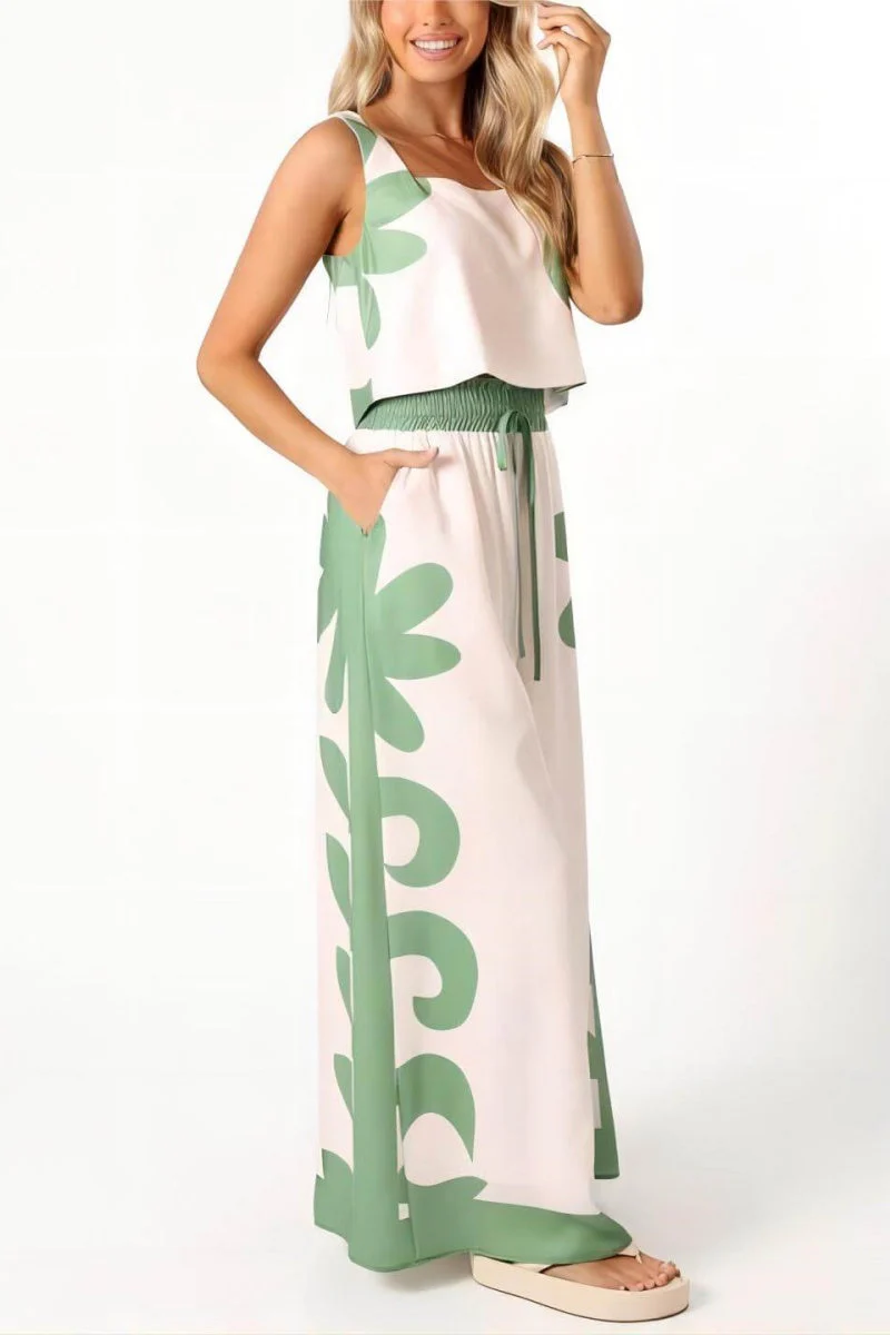 Haydée® | Sleeveless Folk Floral Wide Leg Loose Fit Pants Set - Image 2