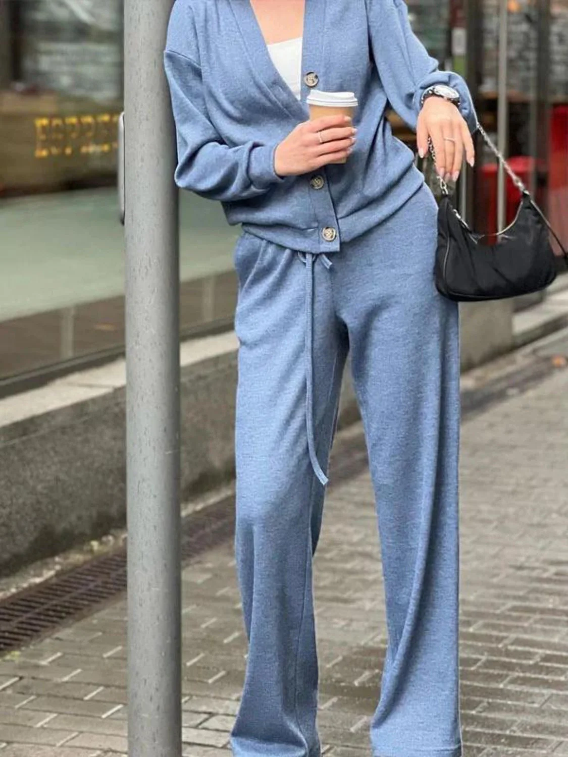 Hedwig | Full size button down long sleeve top and pants set - Image 10