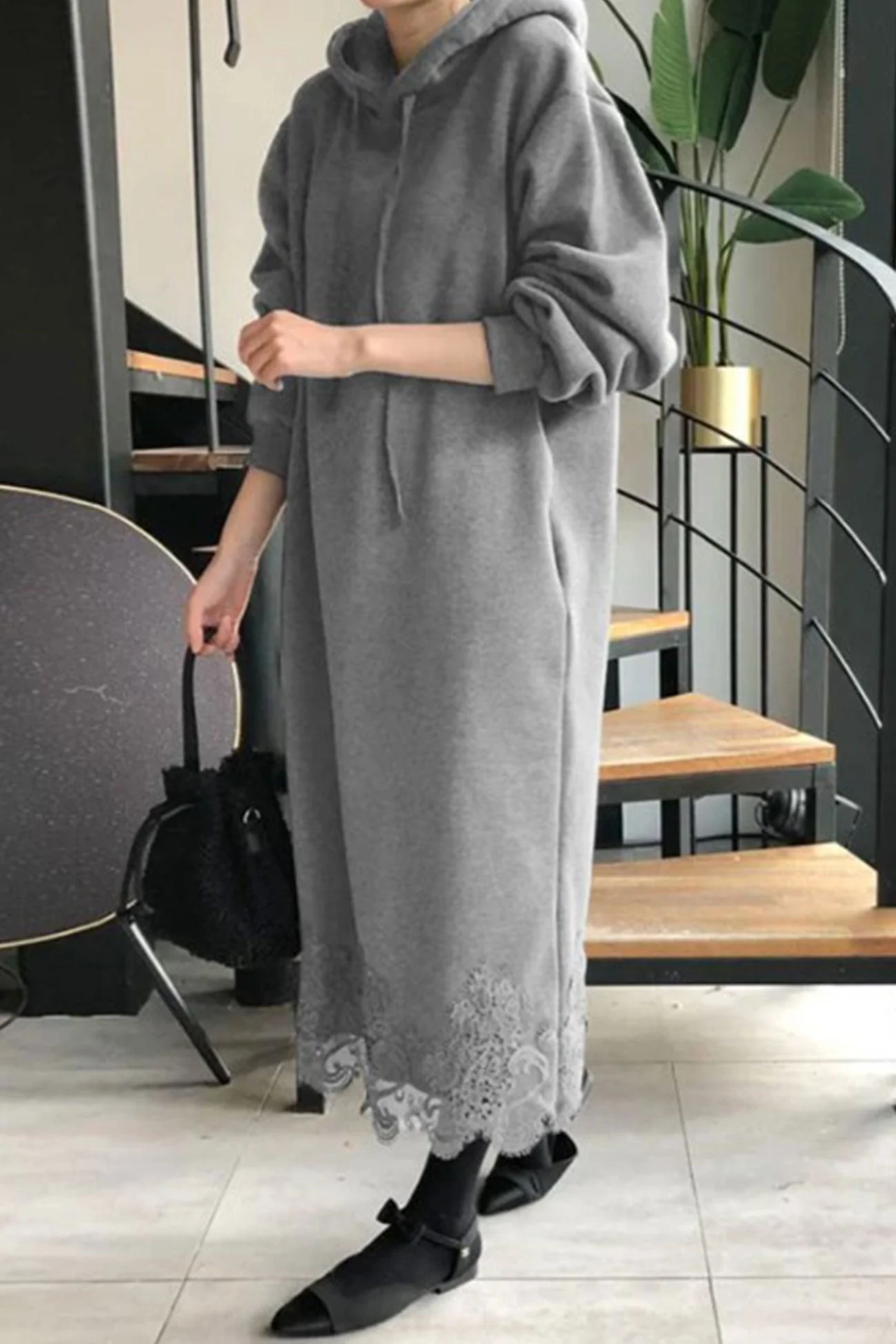 Hedwig | Hooded dress with lace hem - Image 4