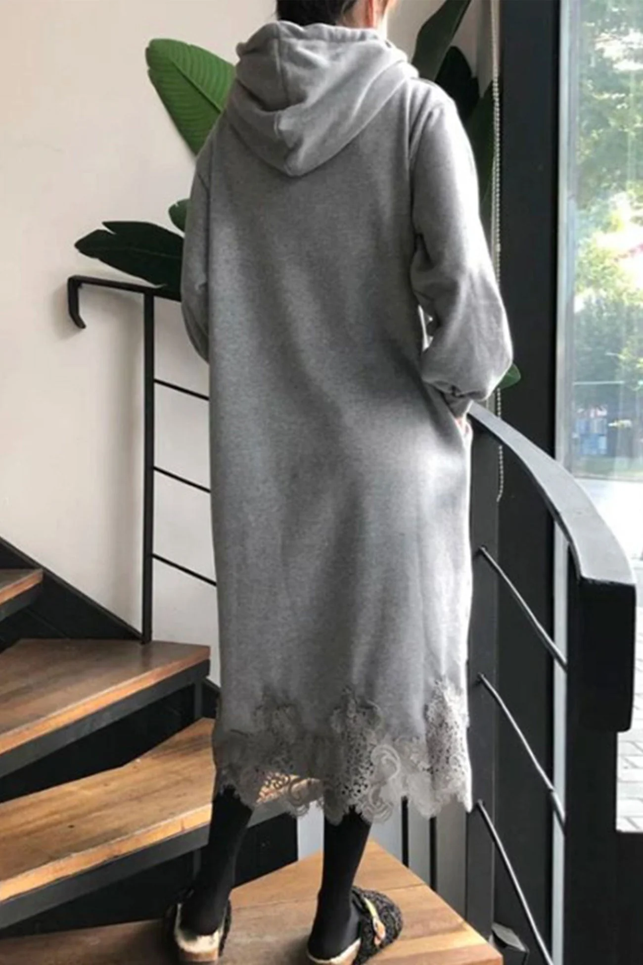 Hedwig | Hooded dress with lace hem - Image 6
