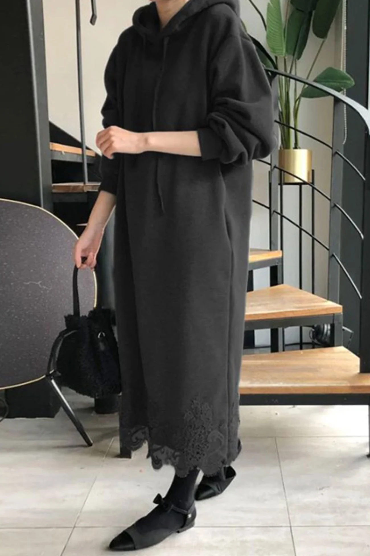 Hedwig | Hooded dress with lace hem - Image 8