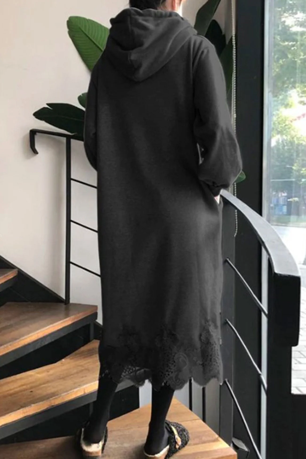 Hedwig | Hooded dress with lace hem - Image 9