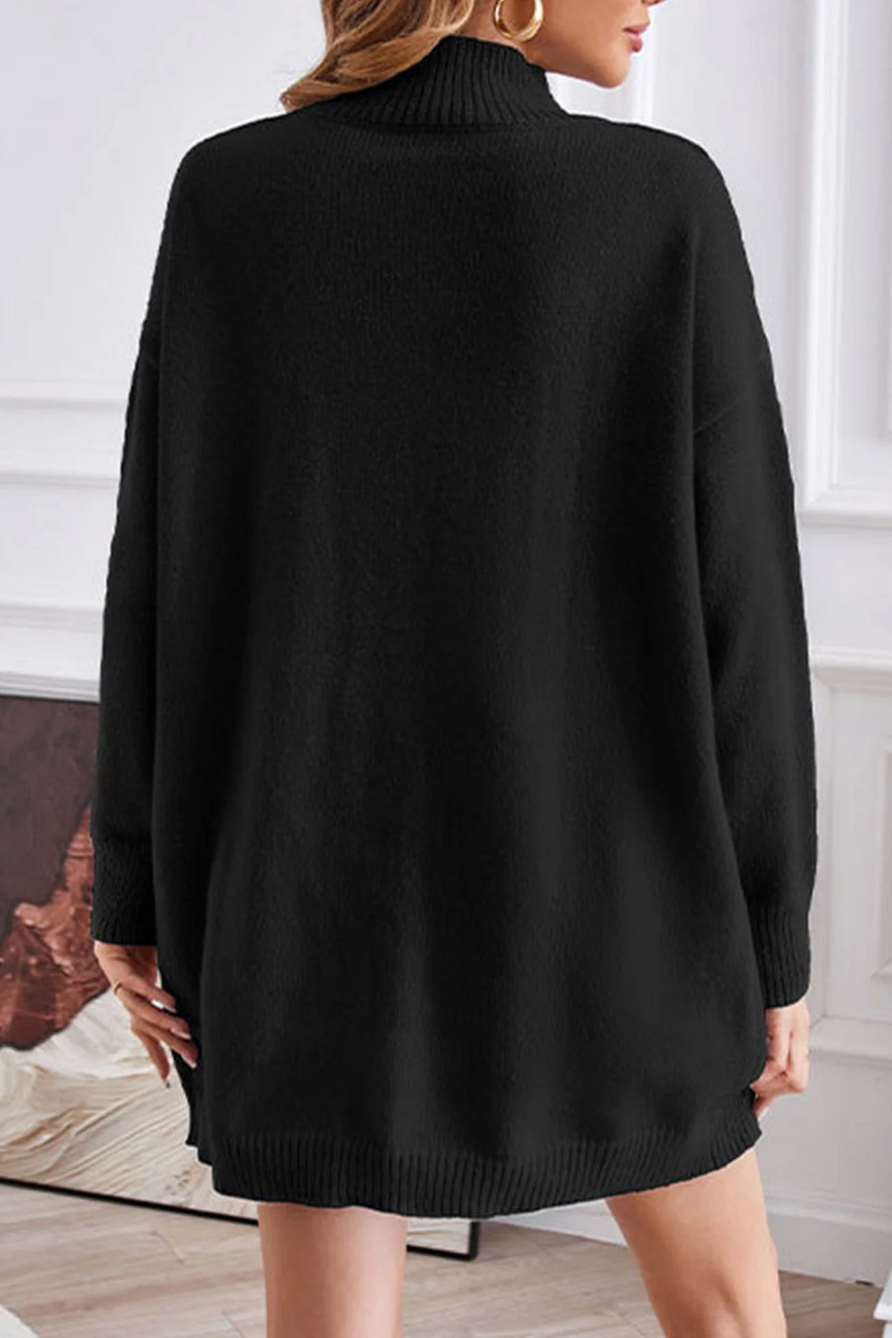 Helga | Turtleneck sweater, front slit, mid-length sweater - Image 2