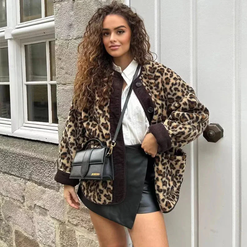 Helga | Leopard plush fashion jacket
