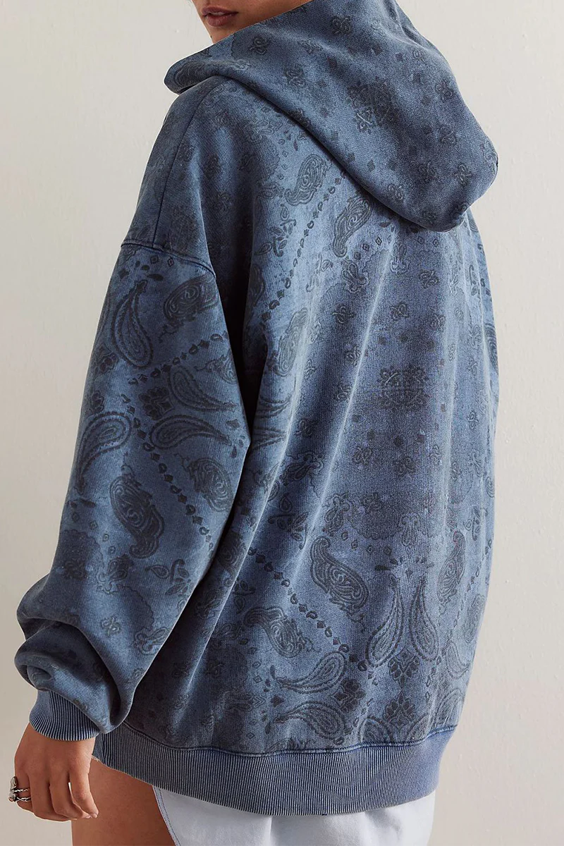 Henriette | Casual Street Flowers hoodie with snakeskin print and leopard pockets - Image 10