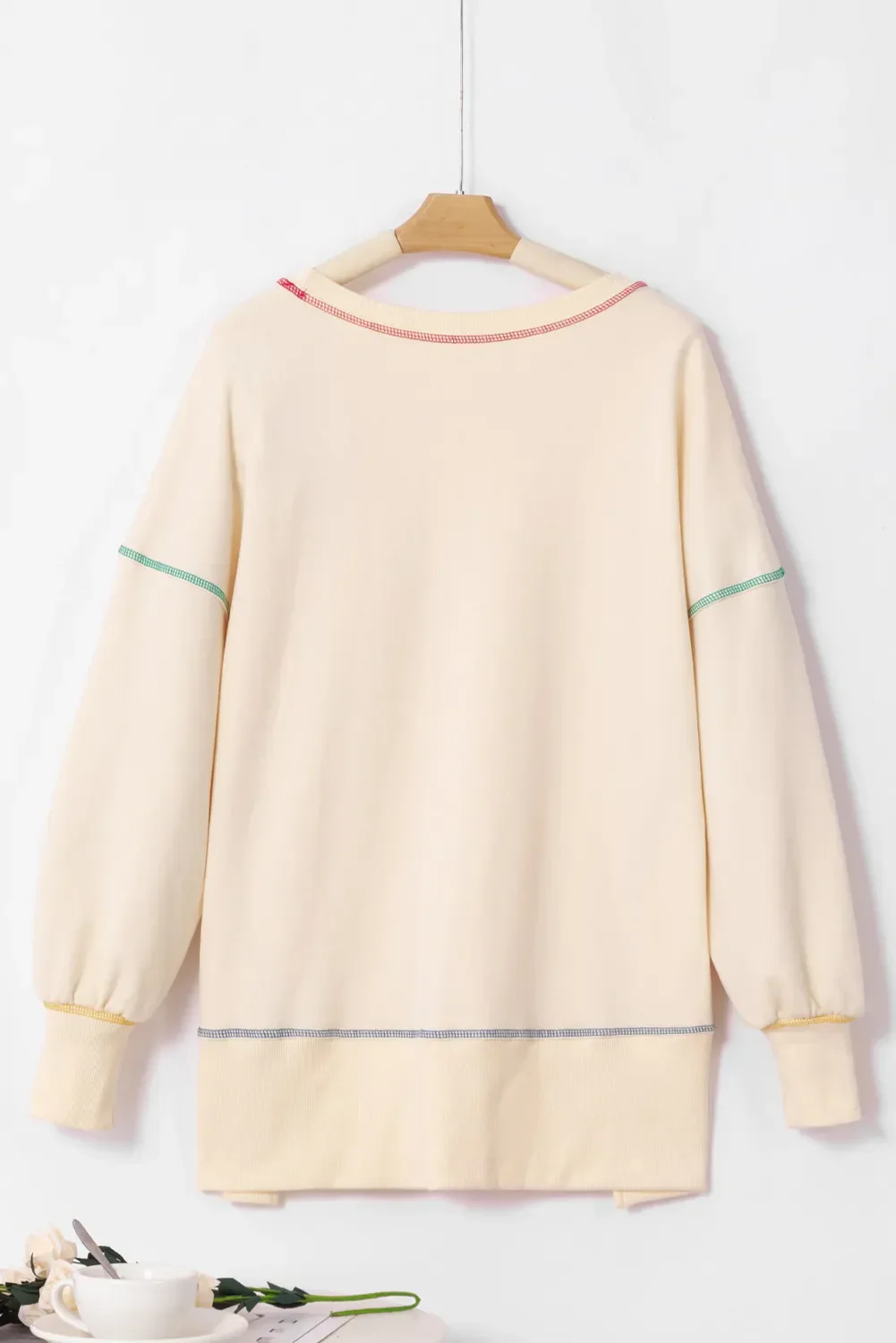 Hilda | Pumpkin crew neck long sleeve sweatshirt with sequins and contrast stitching - Image 4