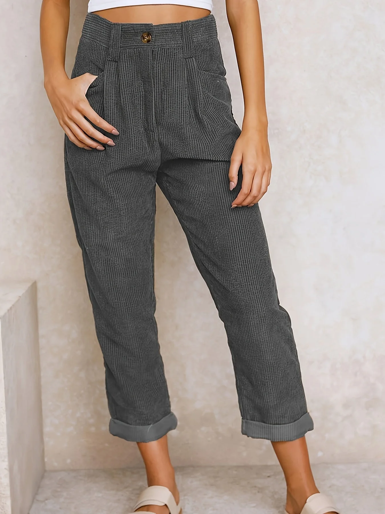 Hilda® | straight leg corduroy trousers for women - Image 12