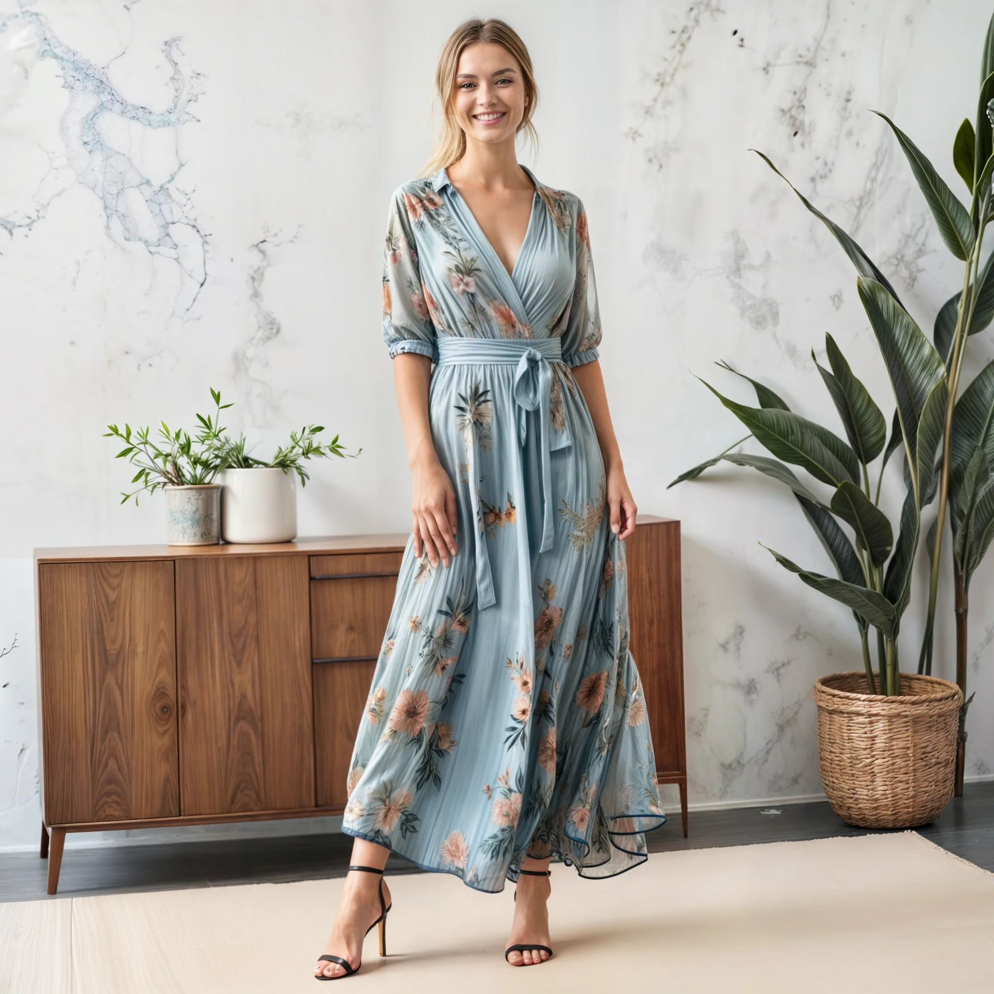 Hilda® | V-Neck Midi Dress