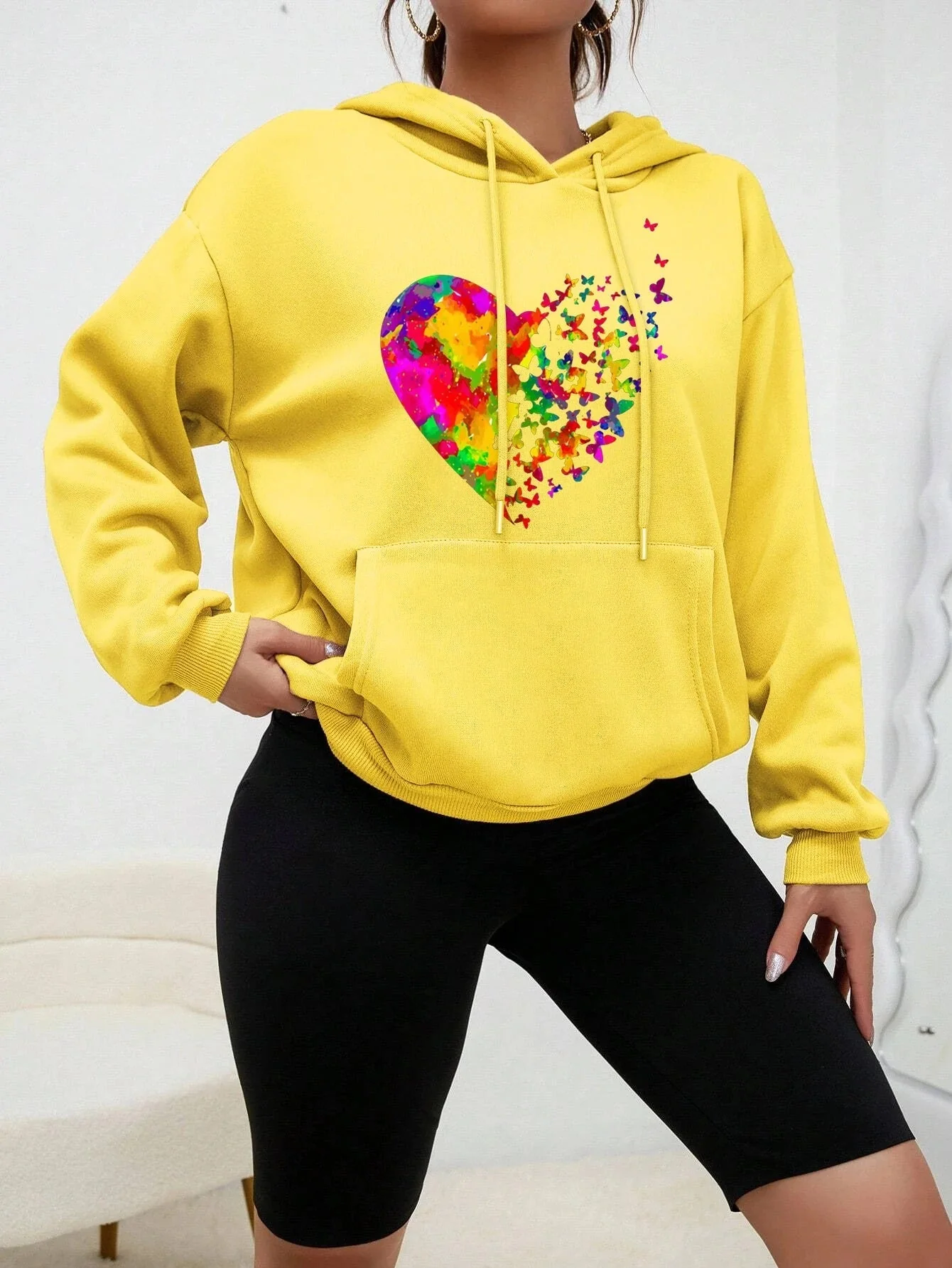 Hildegard | Calypso hoodie with colorful butterfly heart print - Image 4