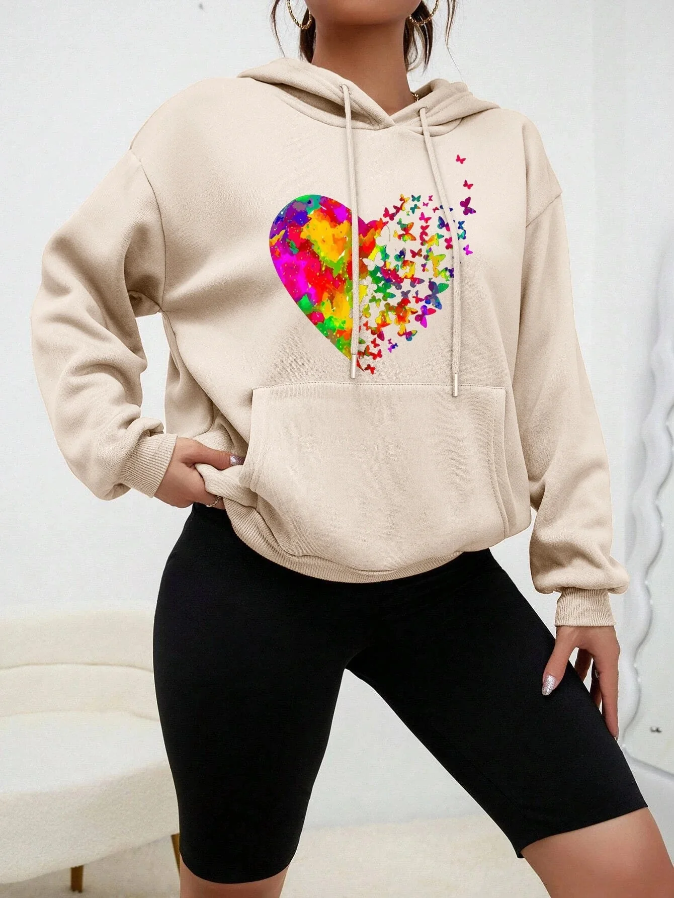 Hildegard | Calypso hoodie with colorful butterfly heart print - Image 5