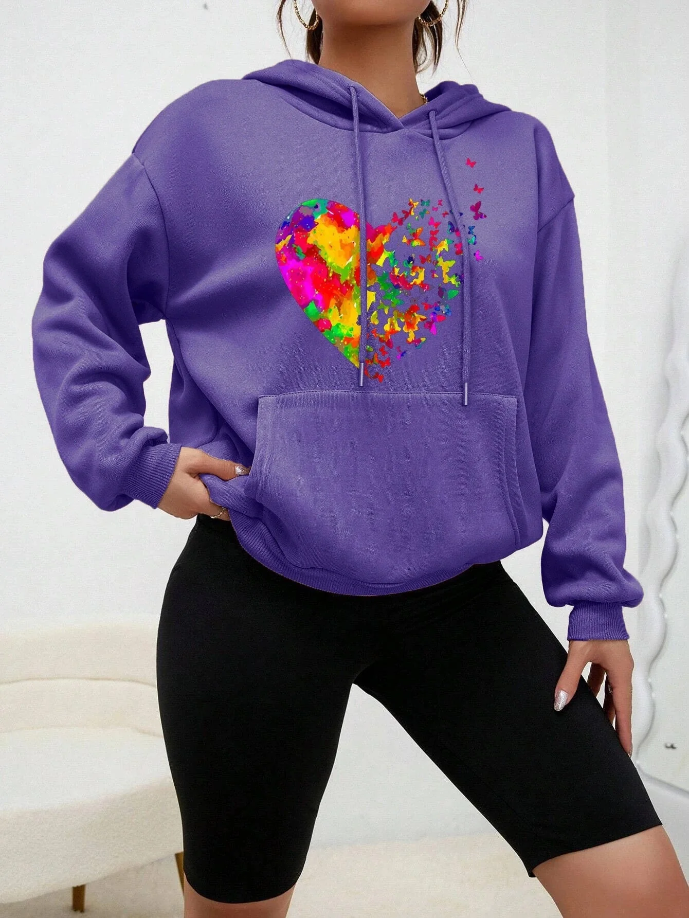 Hildegard | Calypso hoodie with colorful butterfly heart print - Image 7