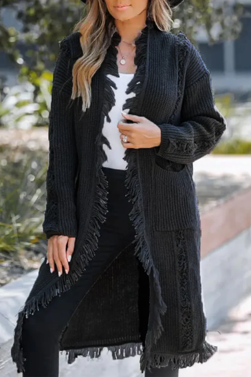 Hildegard | Casual outerwear with a woven cardigan collar and fringe trim - Image 3