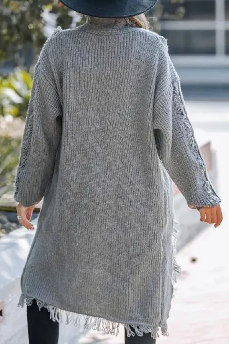 Hildegard | Casual outerwear with a woven cardigan collar and fringe trim - Image 6