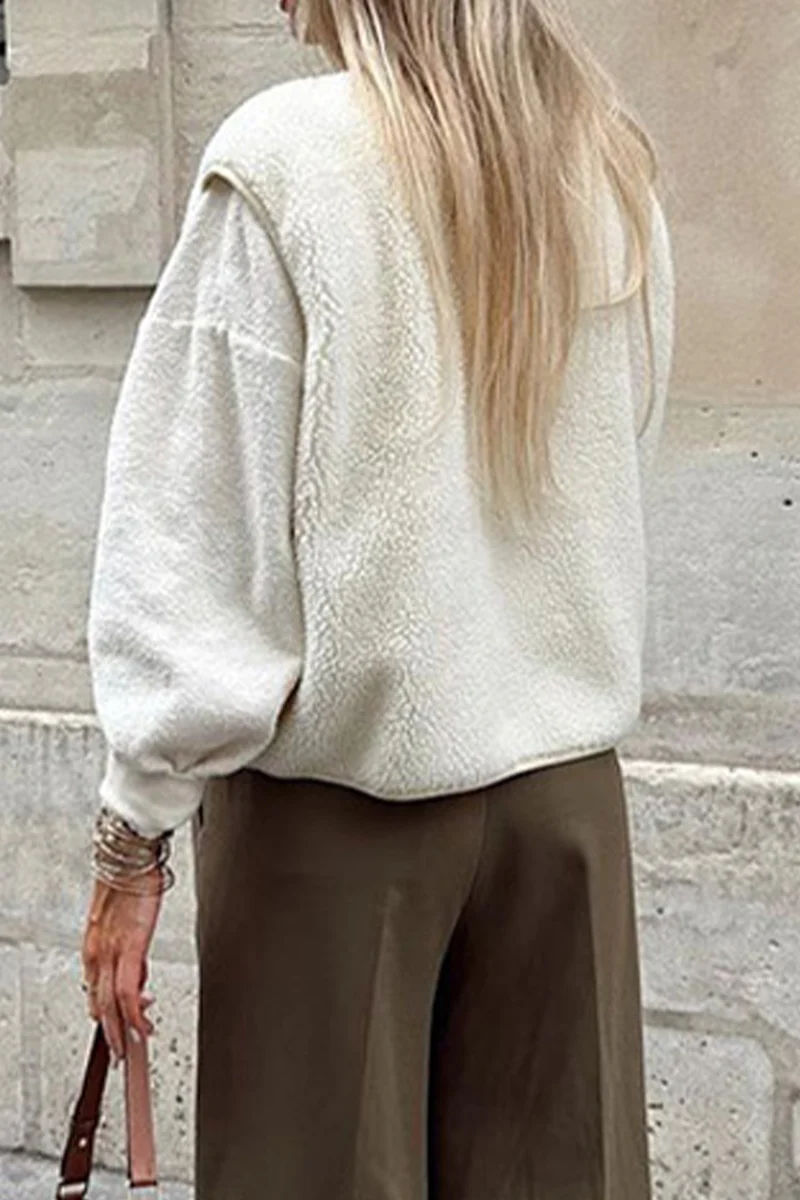 Holly | Casual street pocket buttons, fluffy O-neck vests - Image 14