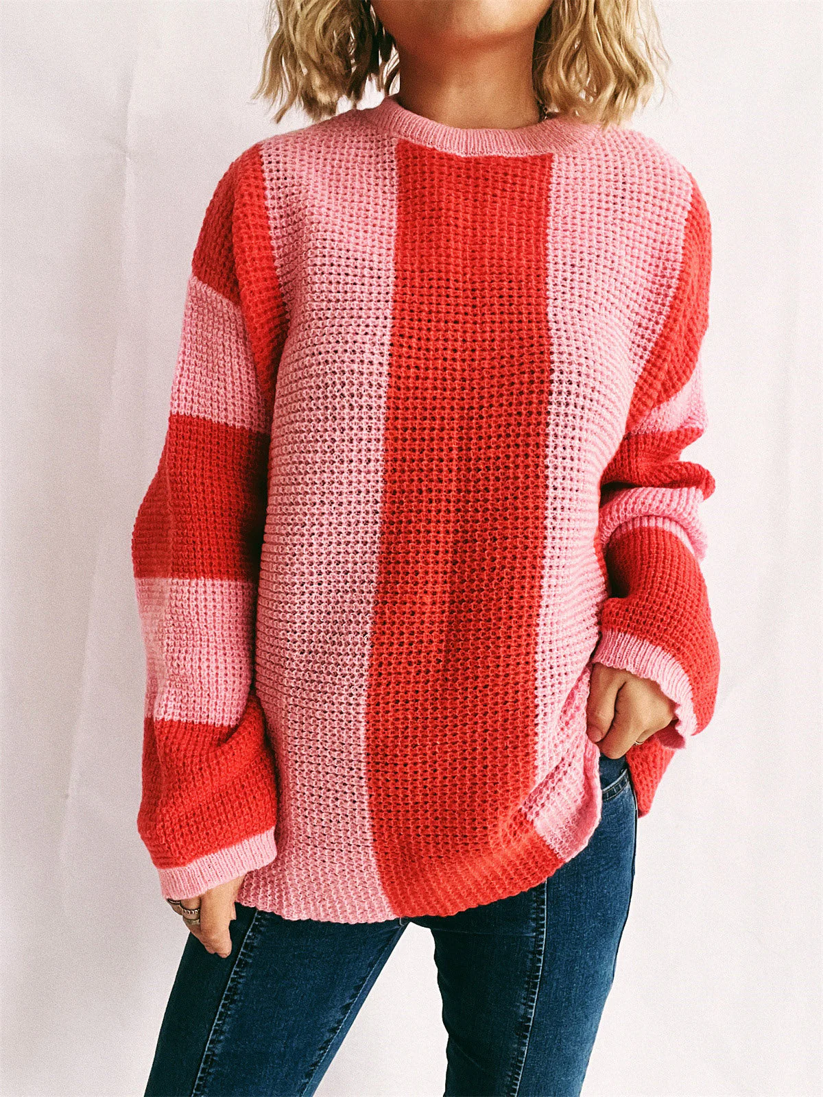 Ida | Color block sweater with a crew neck and long sleeves - Image 6