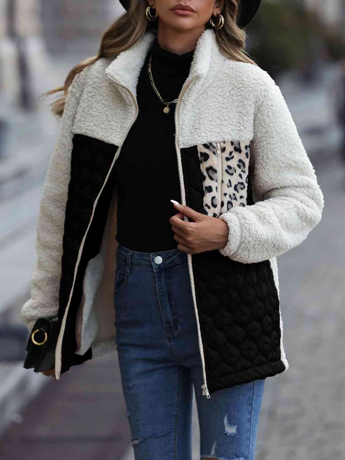 Iliana | Annette leopard print color block zip jacket - Image 10
