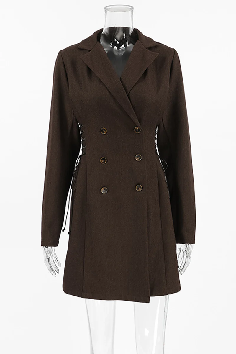 Ina | Daily elegant suit dresses with button and strap design and turn-down collar - Image 6