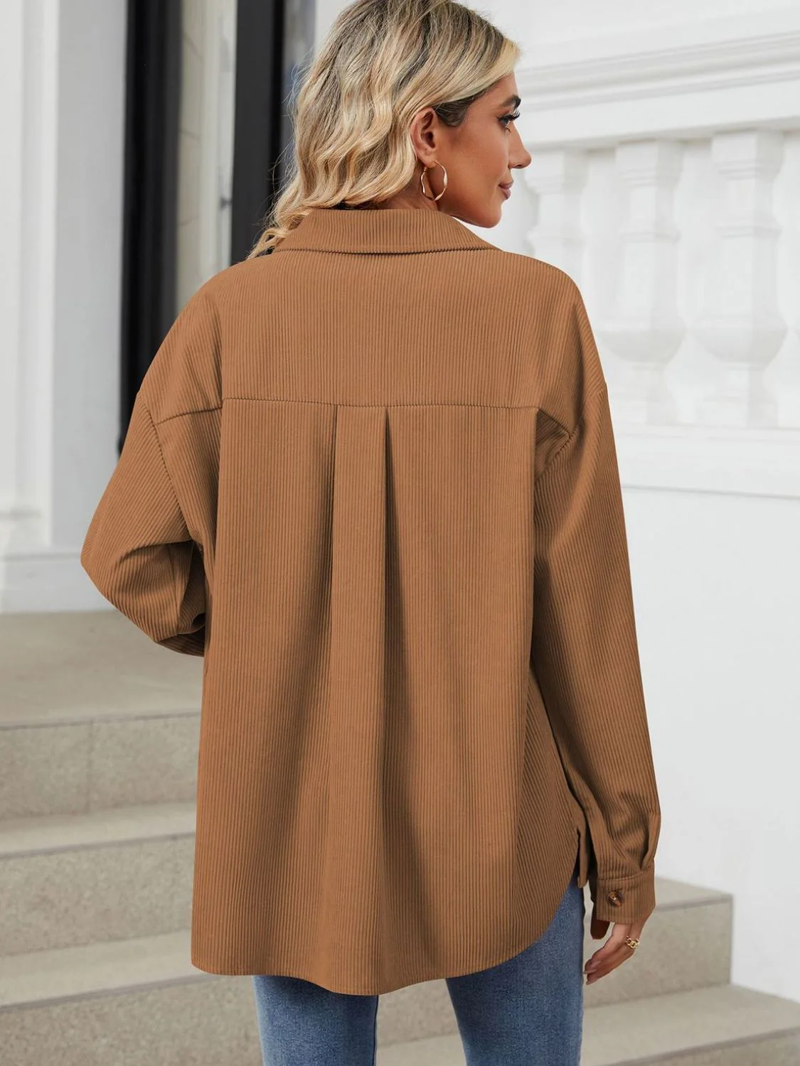 Ines | Long-sleeved outerwear with a button placket and dropped shoulders - Image 2