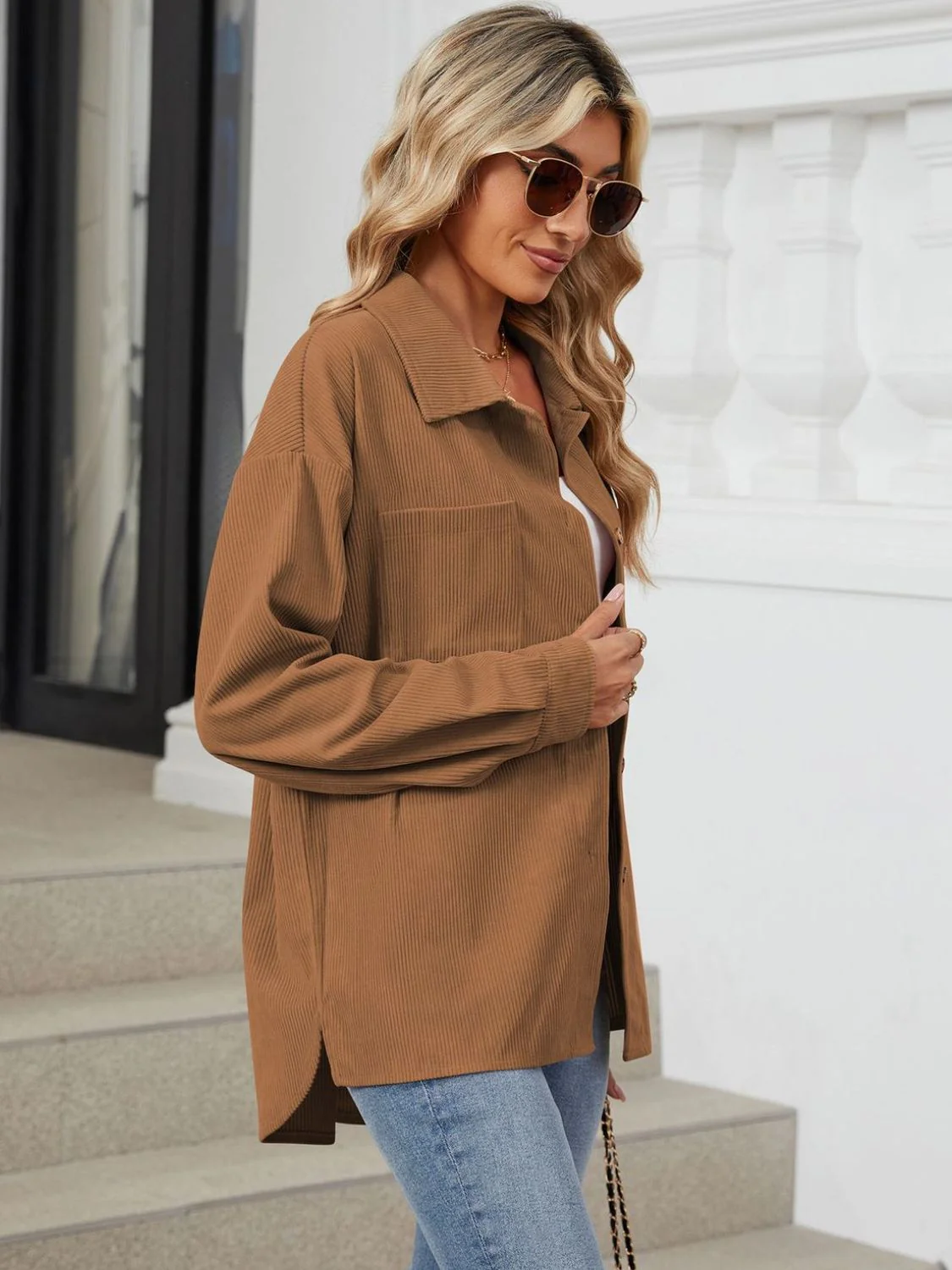 Ines | Long-sleeved outerwear with a button placket and dropped shoulders - Image 4