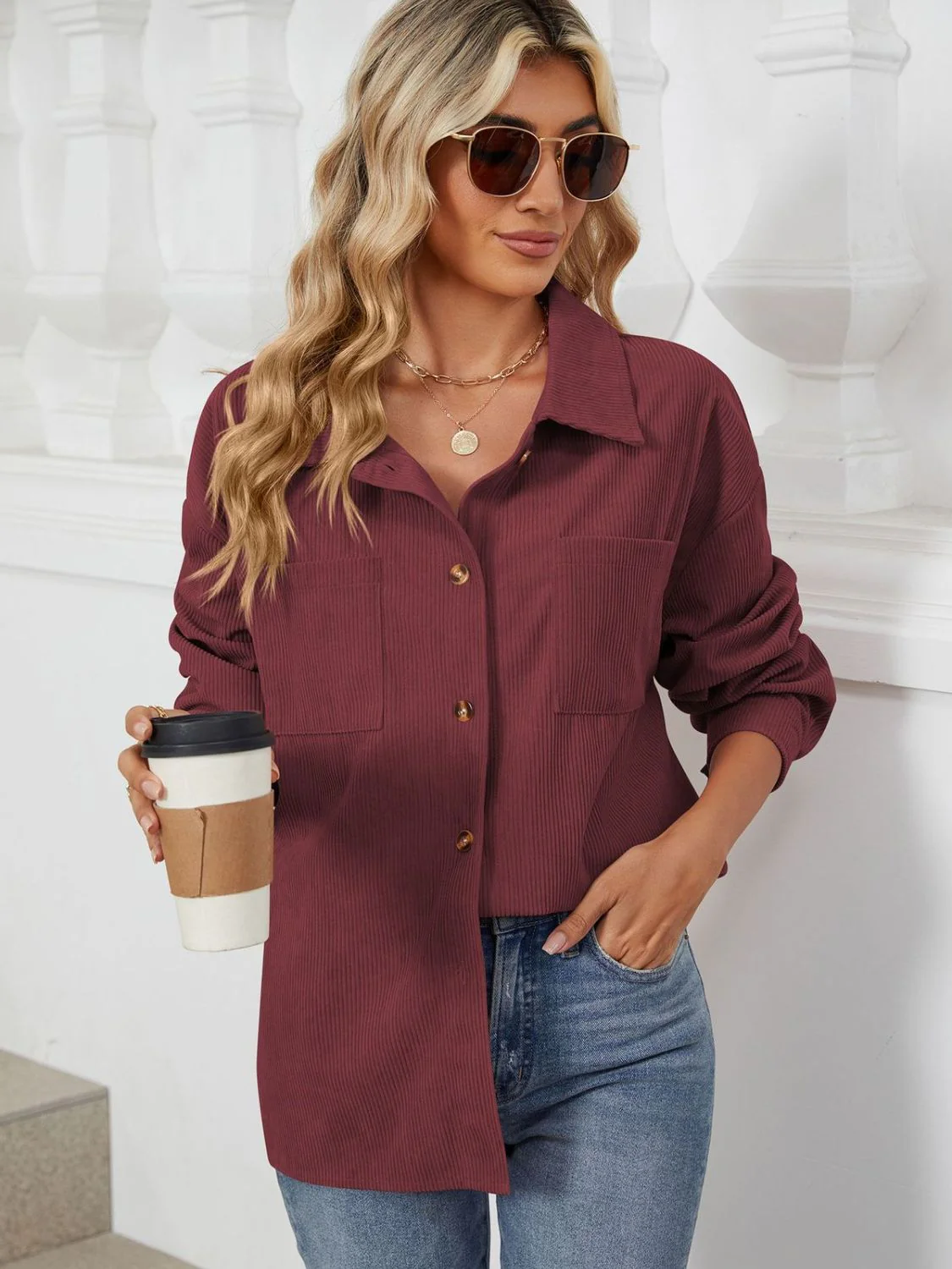 Ines | Long-sleeved outerwear with a button placket and dropped shoulders - Image 7