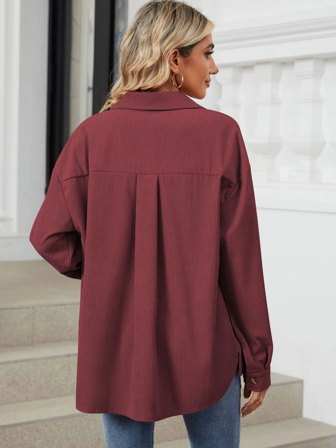 Ines | Long-sleeved outerwear with a button placket and dropped shoulders - Image 9