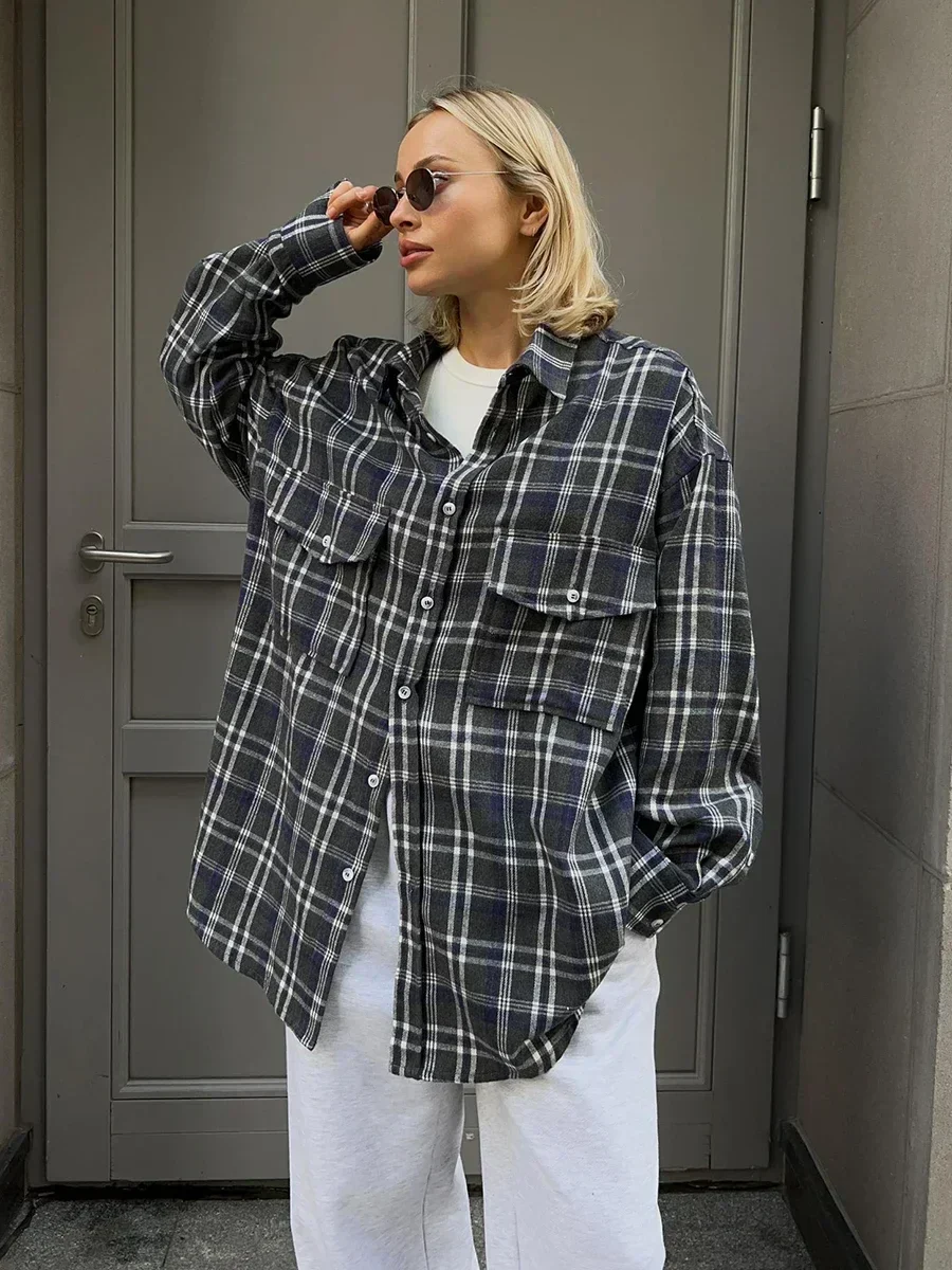 Inés | Vintage loose checked blouse