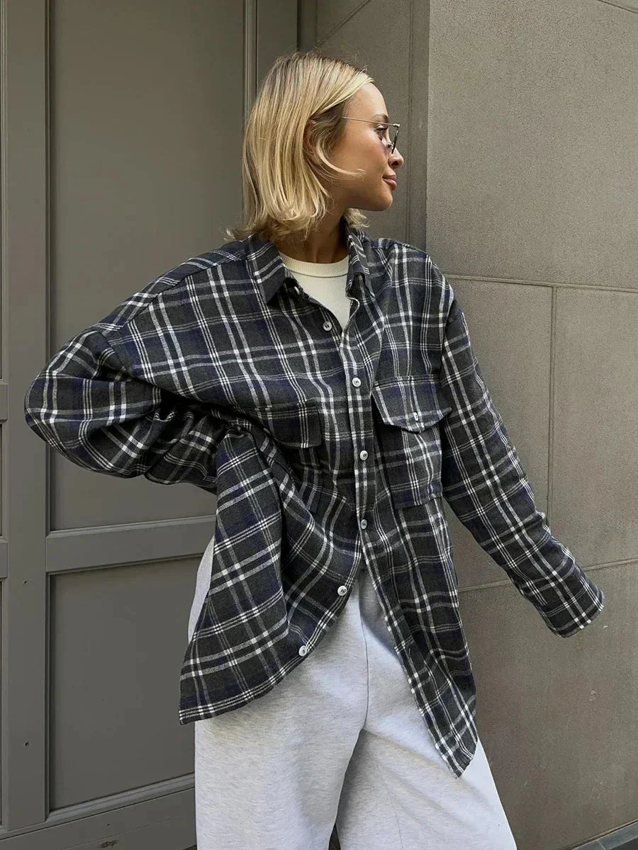 Inés | Vintage loose checked blouse - Image 2