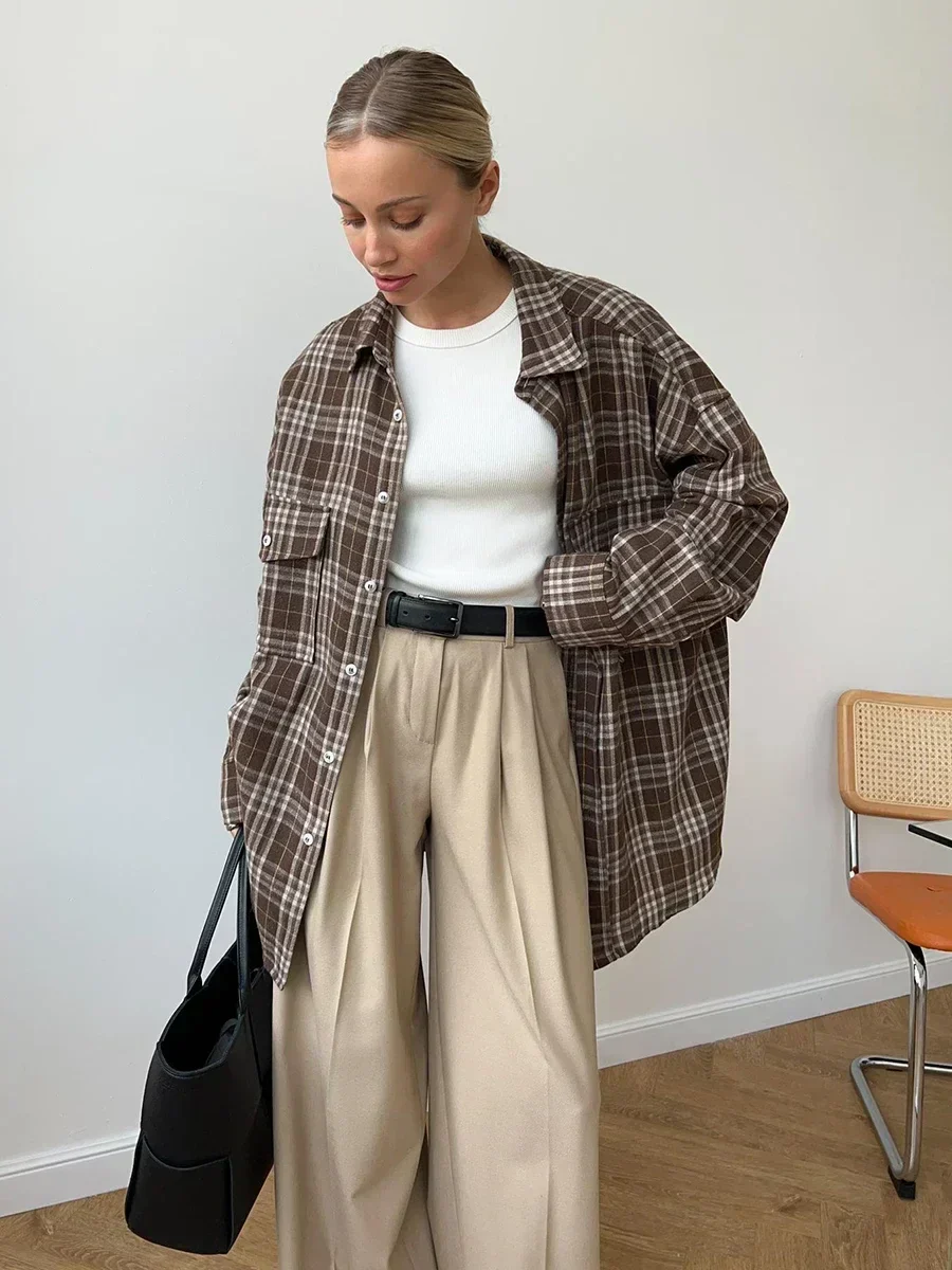 Inés | Vintage loose checked blouse - Image 3