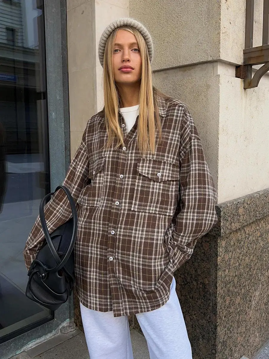 Inés | Vintage loose checked blouse - Image 4