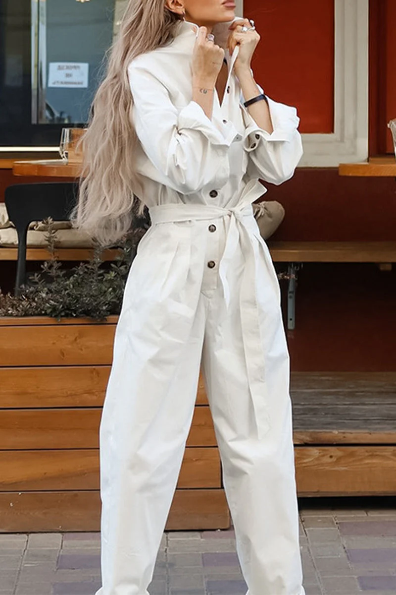 Inga | Casual, loose street overalls with lace-up buttons and turn-down collar - Image 2