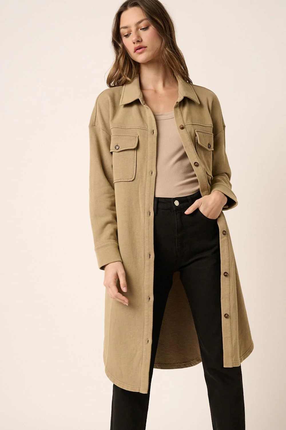 Inga | Mittoshop Acid Wash French Terry Longline Jacket - Image 4