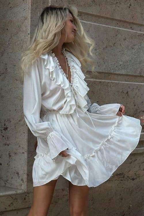 Ingrid® | V-Neck Ruffle Mini Dress - Image 5