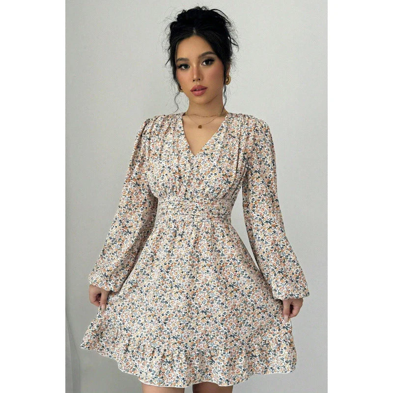 Ingrid® | Women'S Floral Print Dress With Fitted Cut And Voluminous Sleeves
