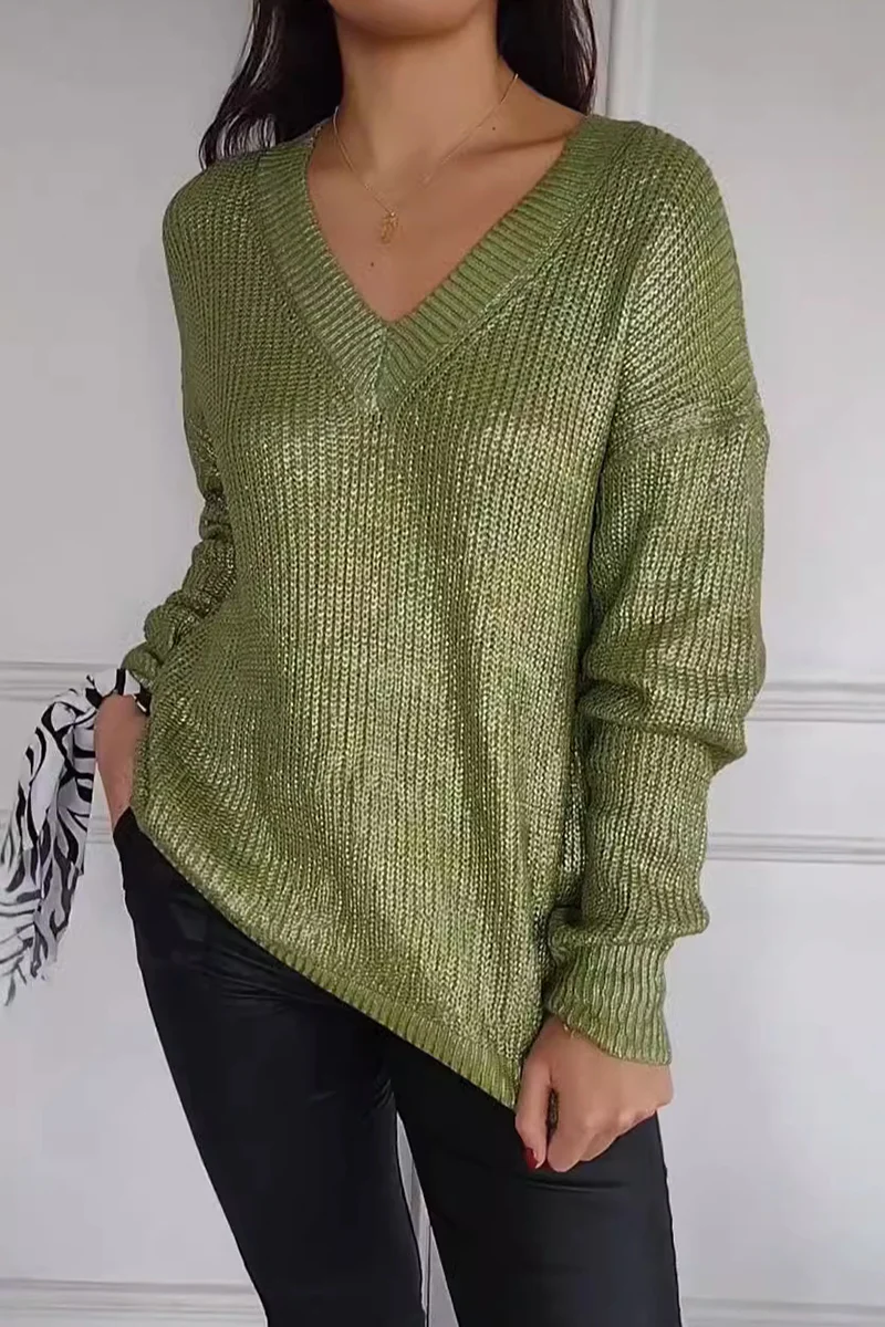 Irene | Casual patchwork V-neck sweaters for everyday wear - Image 5