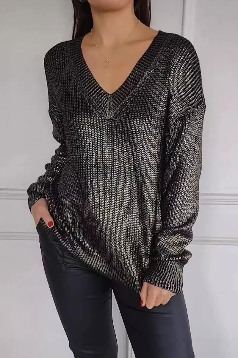 Irene | Casual patchwork V-neck sweaters for everyday wear - Image 6