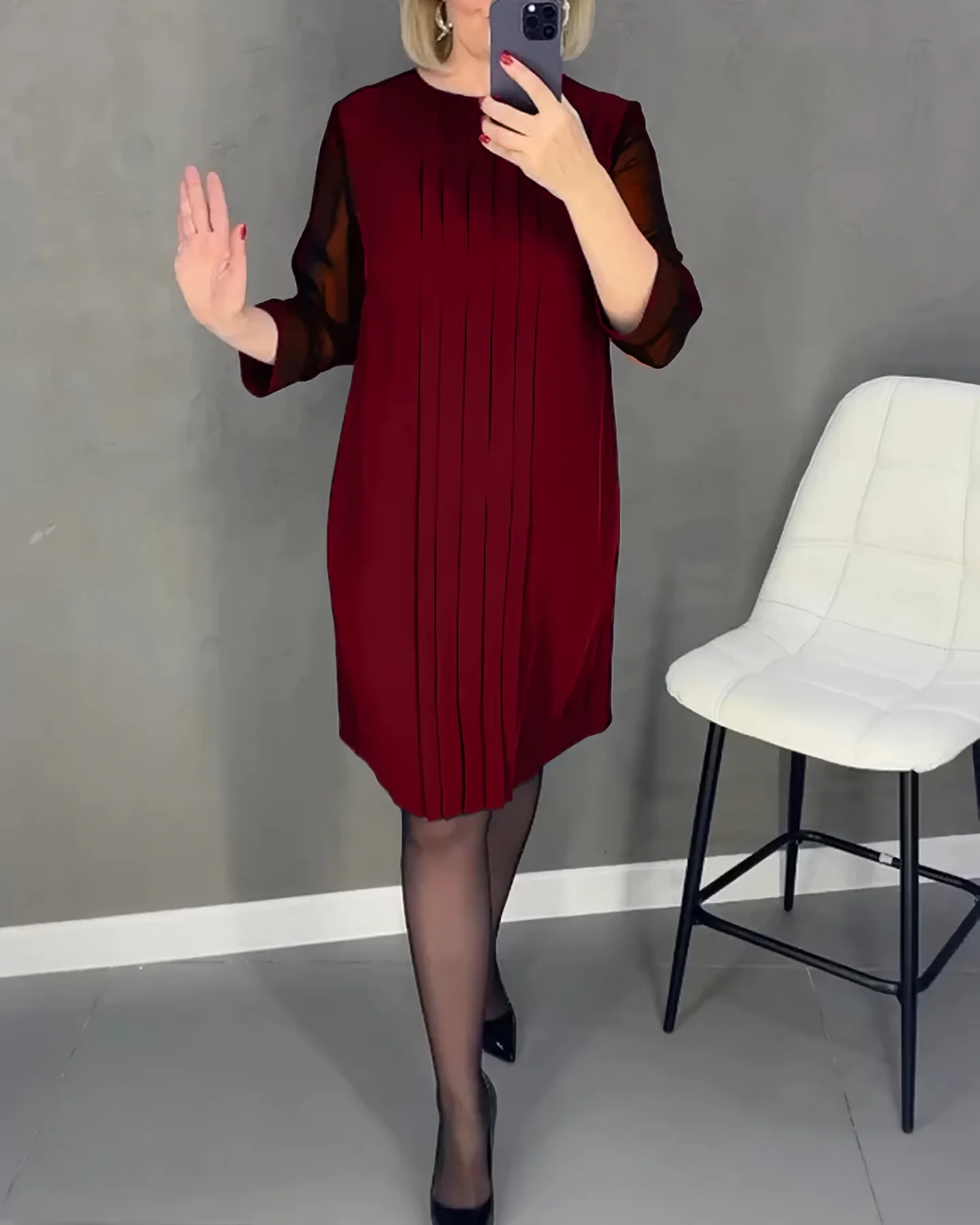 Irene® | Elegant Dress With Mesh Sleeves - Image 4