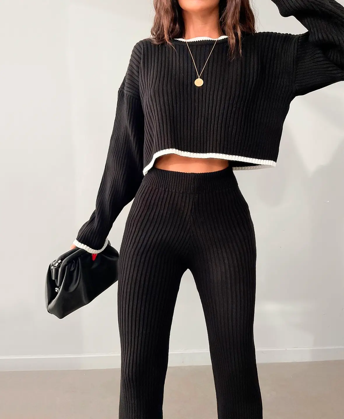 Irene | RIBBED KNIT CROP SET - Image 2
