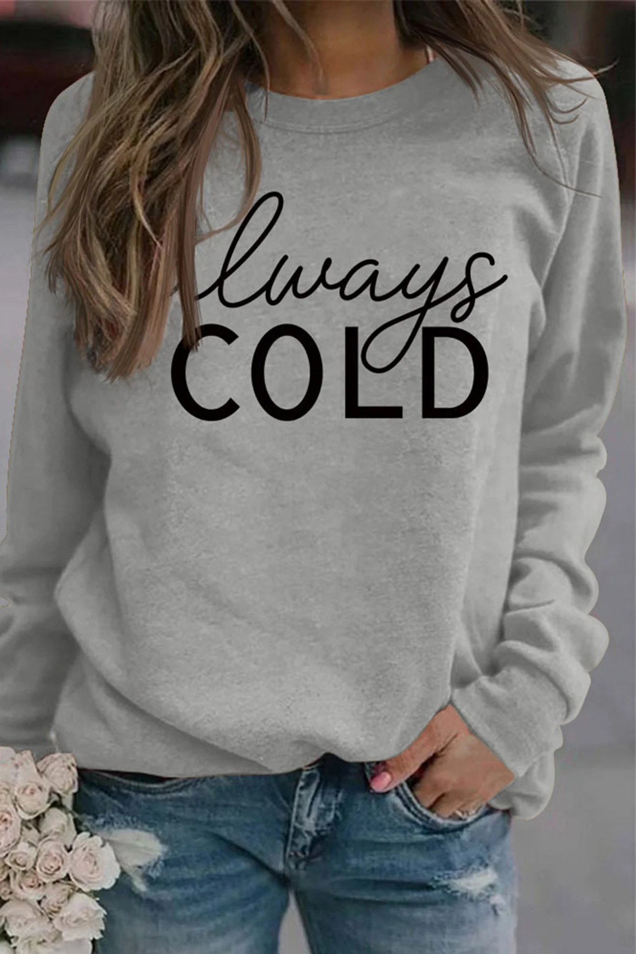 Irene | Sweatshirt with “Always Cold” print. - Image 2