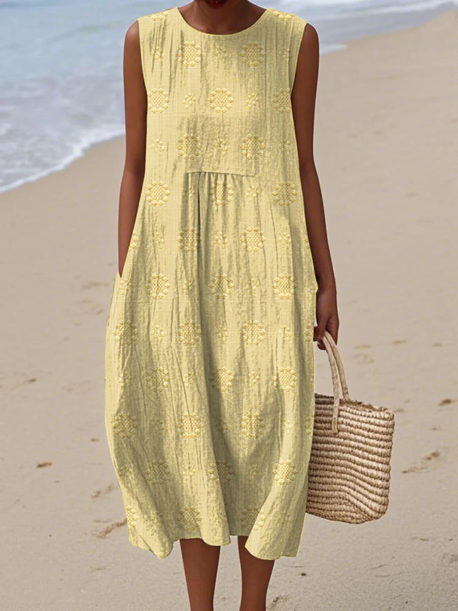 Iris® | Elegant sleeveless women's cotton dress with pockets - Image 7