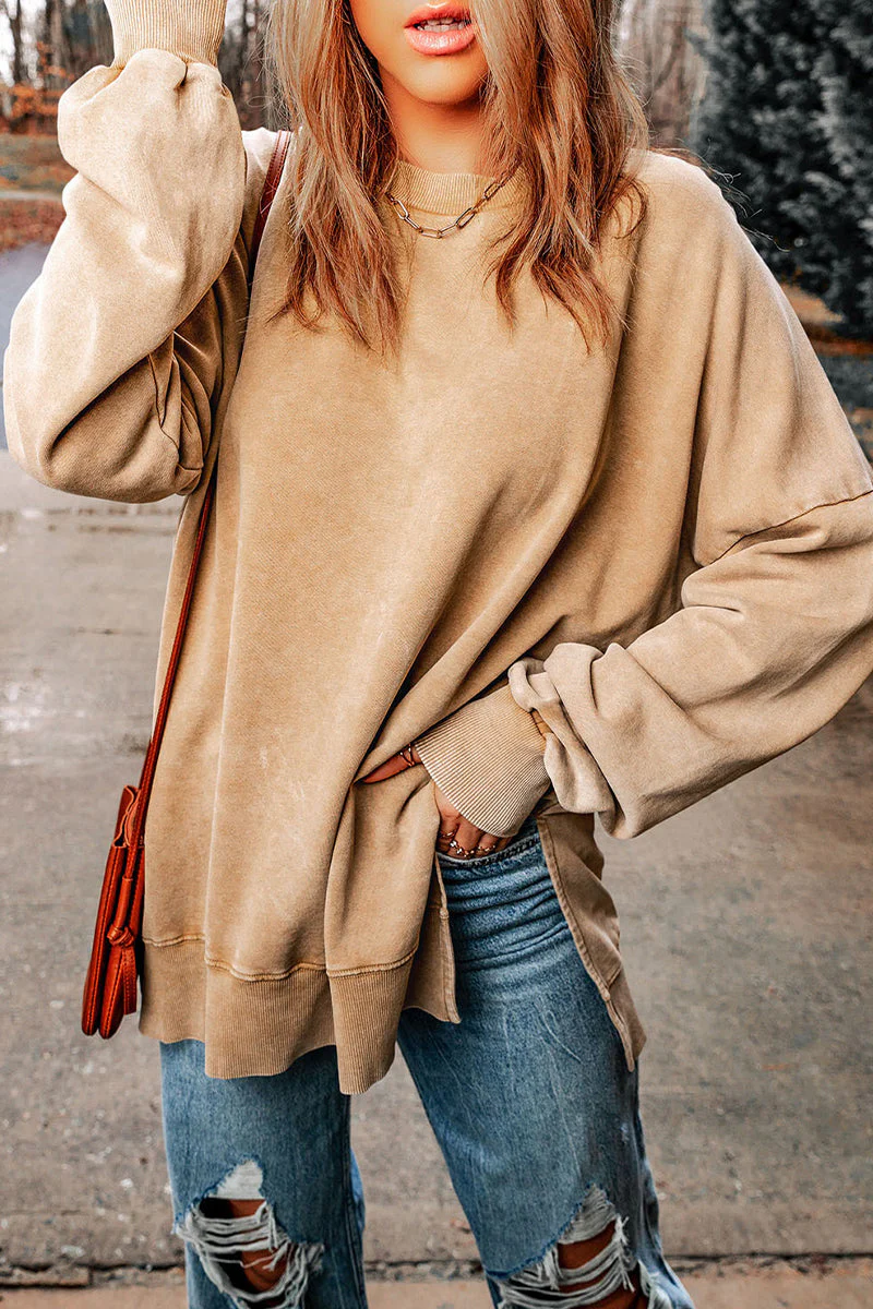 Irma | Daily simple solid tops with slit and O-neck - Image 11