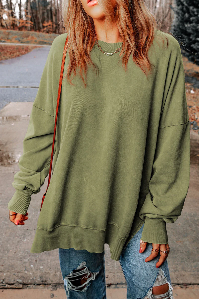 Irma | Daily simple solid tops with slit and O-neck - Image 7