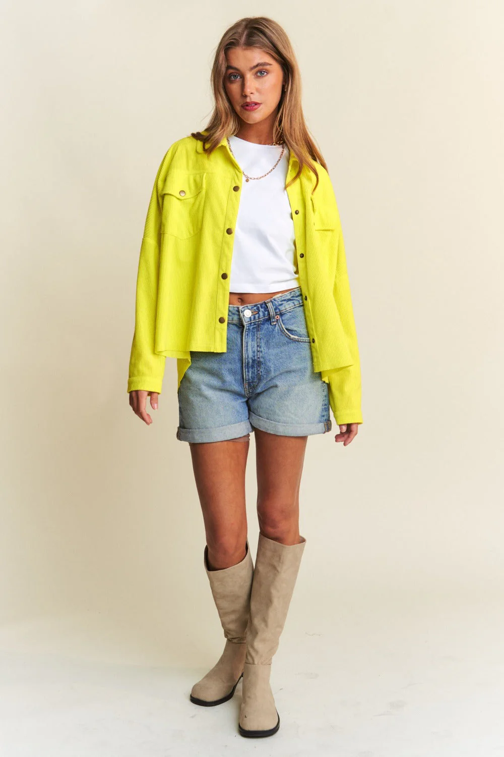 Isabel | J.NNA Snap Down Long Sleeve High Low Shacket - Image 5